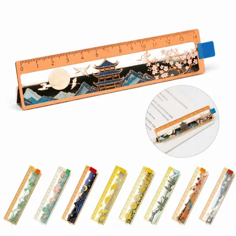 Dual-Use Painted Metal Ruler Bookmark with Measurement 2