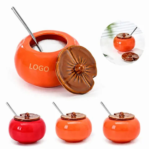 Persimmon-Shaped Seasoning Jar & Sugar Bowl, Airtight