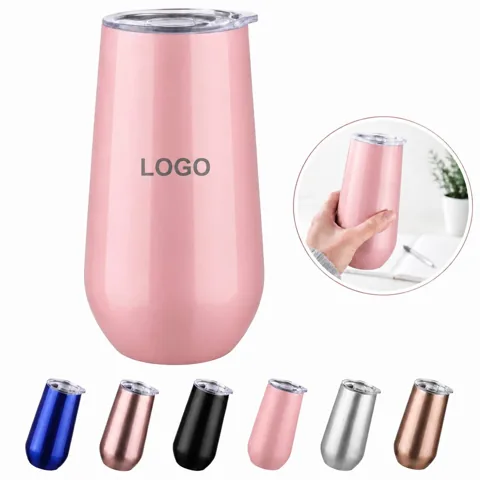6 oz Insulated Stemless Champagne Flute, Double-Wall Vacuum
