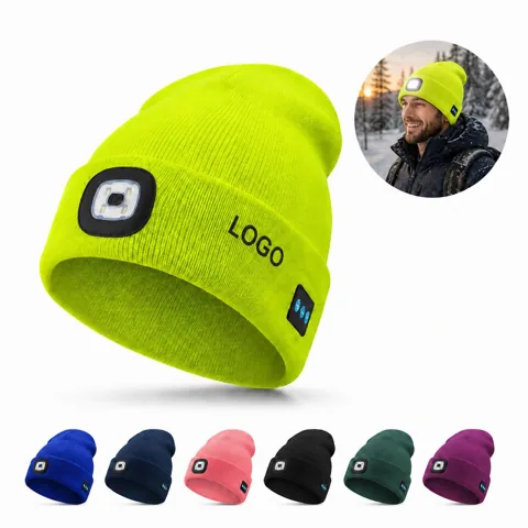 LED Light Wireless Beanie with Rechargeable Battery