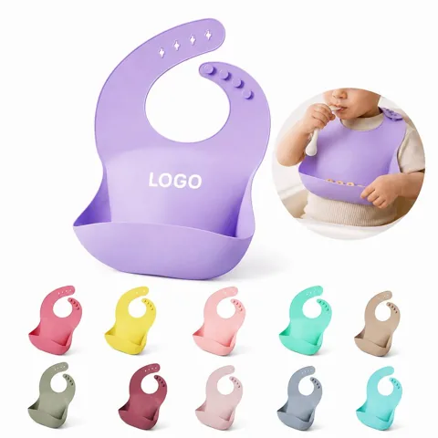 Food-Grade Silicone Baby Bib with Catch Pocket