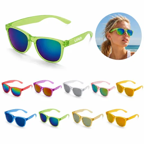 UV400 Mirrored Sunglasses Clear Frame Glare Protection