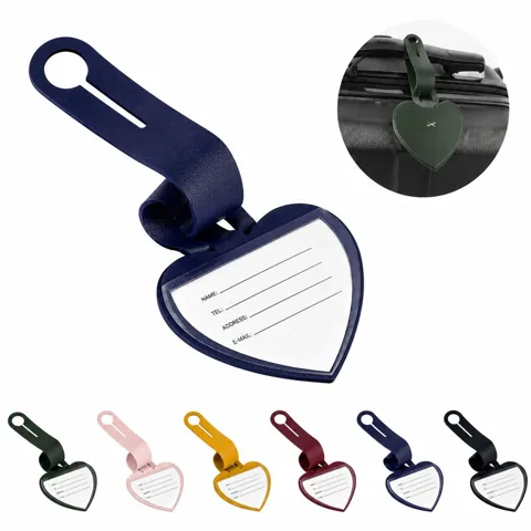 Heart-shaped Faux Leather Luggage Tag with ID card display panel 2