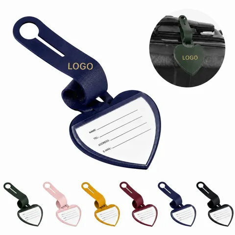 Heart-shaped Faux Leather Luggage Tag with ID card display panel