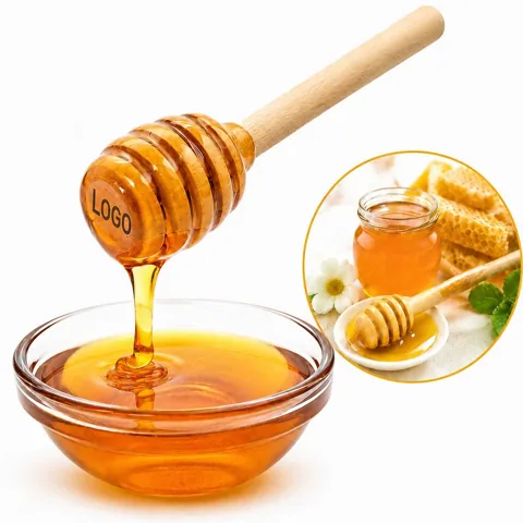 Natural Wood Honey Dipper Stick for Drizzle & Stirring