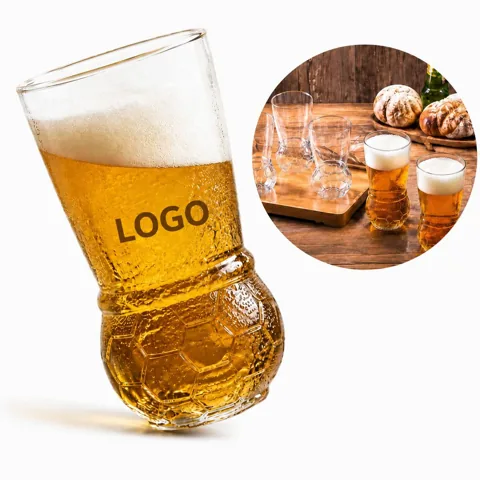 14oz Football Design Beer Glass Cup for Sports Parties