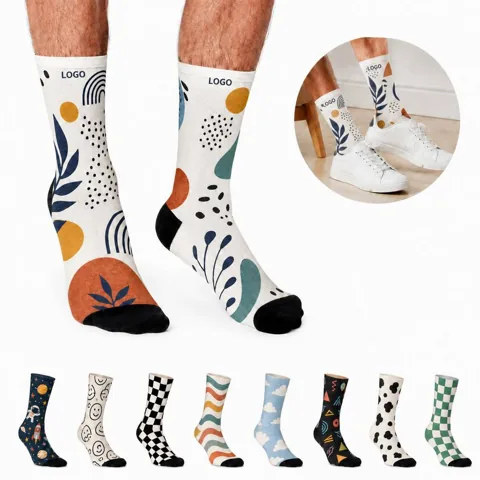 Custom 3D Printed Antimicrobial Jacquard Pattern Knit Socks