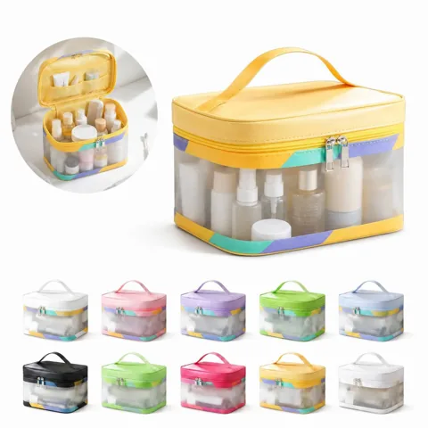 Water-Resistant Frosted Cosmetic Bag with Multiple 2