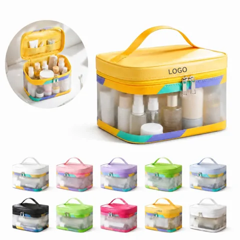 Water-Resistant Frosted Cosmetic Bag with Multiple