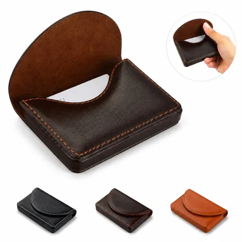 PU Leather Business Card Holder with Magnetic Closure 2