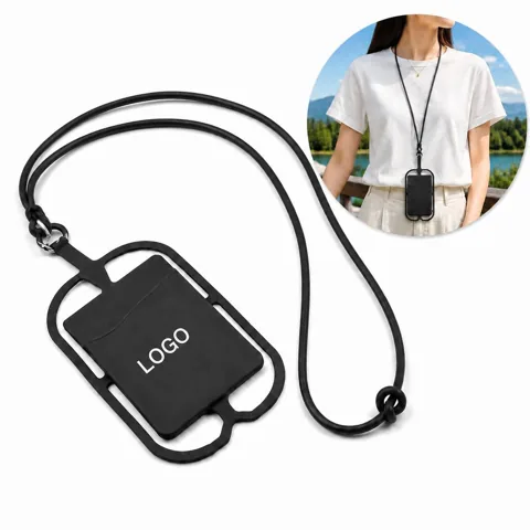 Silicone Lanyard Phone Wallet with Card Slots
