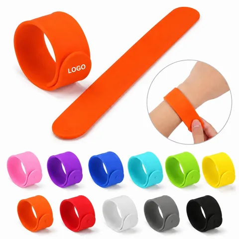 Snap-On Slap Bracelet Wristband with Self-Wrap Action