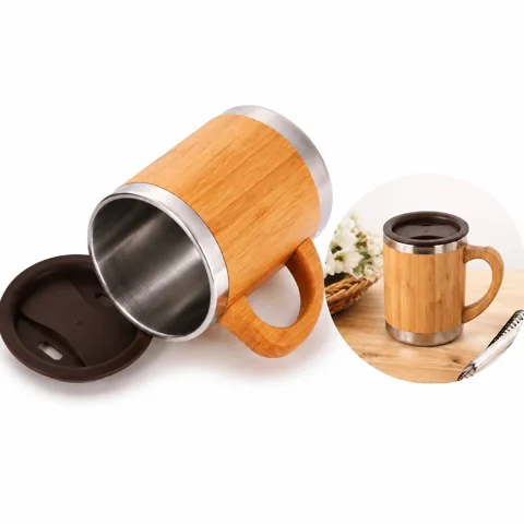 Bamboo Insulated 10oz Stainless Steel Coffee Travel Mug 2