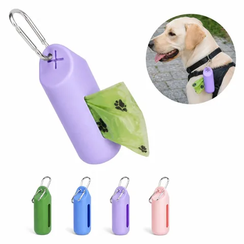 Silicone Pet Waste Bag Dispenser with Clip for Leash 2