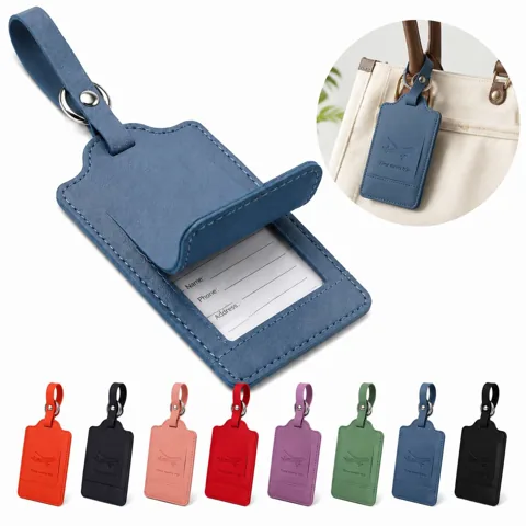 PU Leather Luggage Tag with Privacy Flap for Travel 2