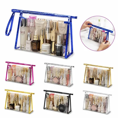 Clear Transparent PVC Cosmetic Toiletry Bag with Handle for Everyday Use 2