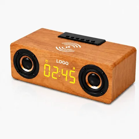 Multifunctional Wooden Wireless Charging Alarm Clock for Everyday Use