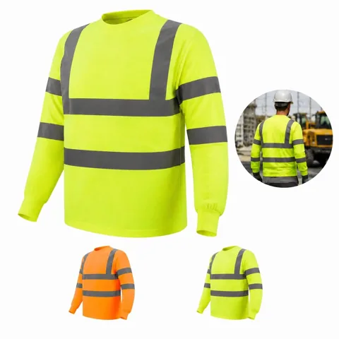 Hi Vis Class 3 Long Sleeve Safety Shirt, Reflective 2