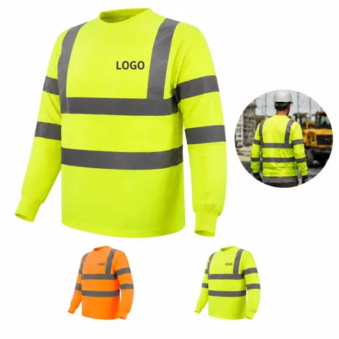 Hi Vis Class 3 Long Sleeve Safety Shirt, Reflective