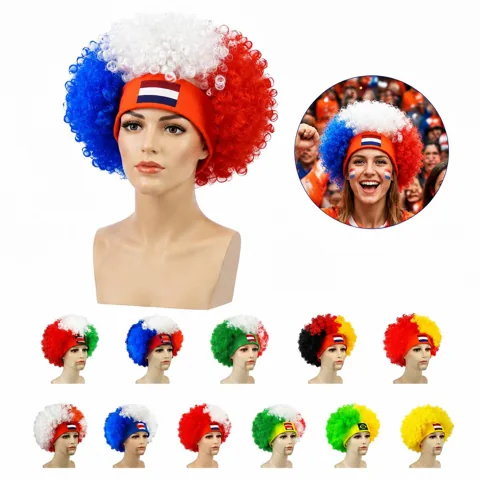 Soccer Fan Crazy Wig Headband with Flag Colors for Game Day 2