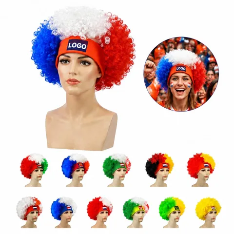 Soccer Fan Crazy Wig Headband with Flag Colors for Game Day