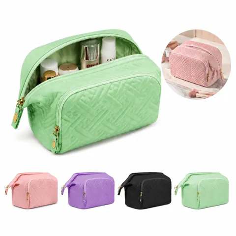 Wide-Open Makeup Bag with Adjustable Dividers for Travel 2