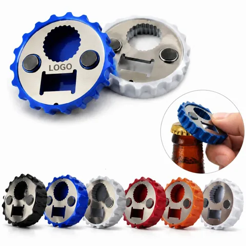Magnetic Bottle Opener with Stainless Steel Cap Remover