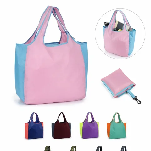 Color Blocking Large Foldable Tote Bag with Spacious Storage 2