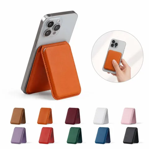 Premium Leather 5-Card Phone Wallet Stand with Magnetic 2