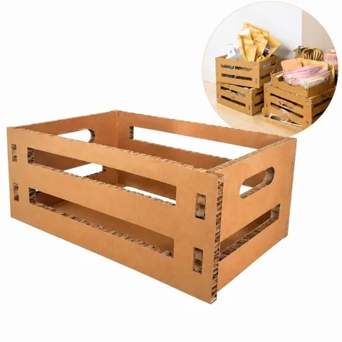 Folding Reusable Corrugated Storage Box with Handles 2