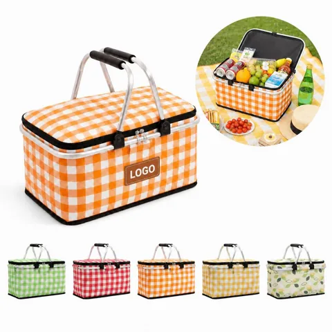Collapsible Insulated Picnic Basket for Outdoor Dining and More