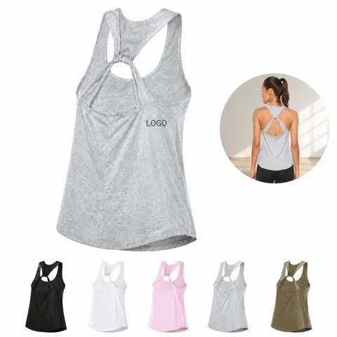 Women's Open Back Sleeveless Workout Tank Top with Added Functionality