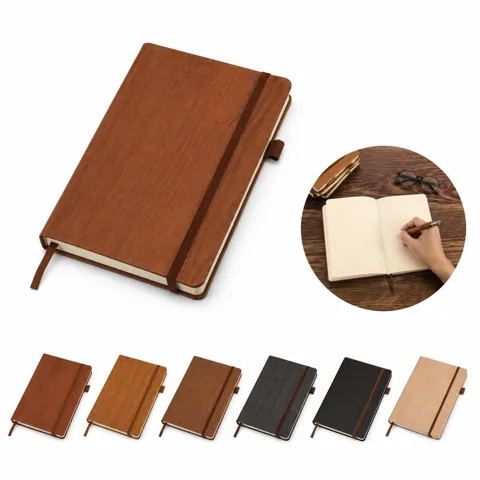 PU Wood Grain Lined Journal Notebook with Elastic Closure 2