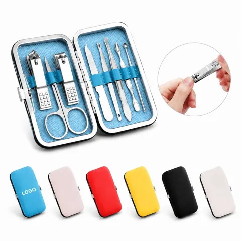 8-Piece Stainless Steel Manicure Kit with PU Leather Travel