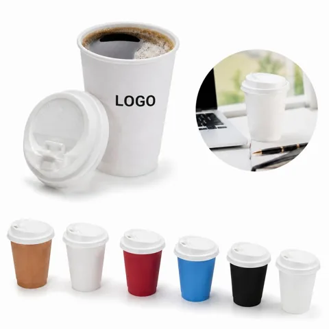 12 oz Double Wall Paper Cup with Lid, Eco-Friendly Insulated