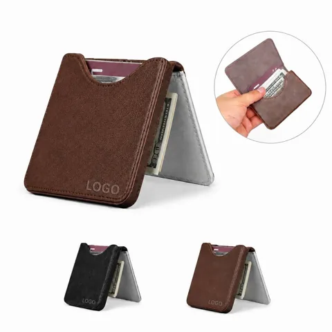 Magnetic PU Business Card Holder with Flip Cover, Compact