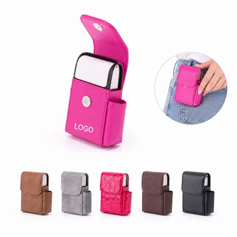 PU Leather Cigarette Case with Lighter Holder