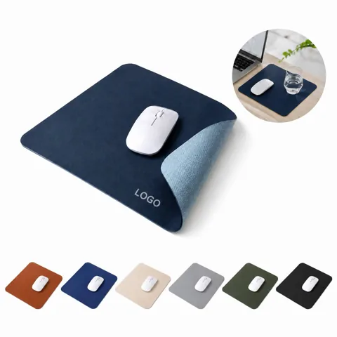PU Stitched Leather Mousepad with Non-Slip Rubber Base