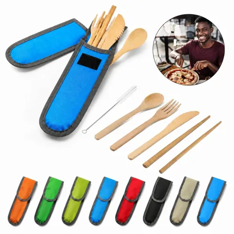 Eco-Friendly Organic Bamboo Cutlery Set with Travel Case 2
