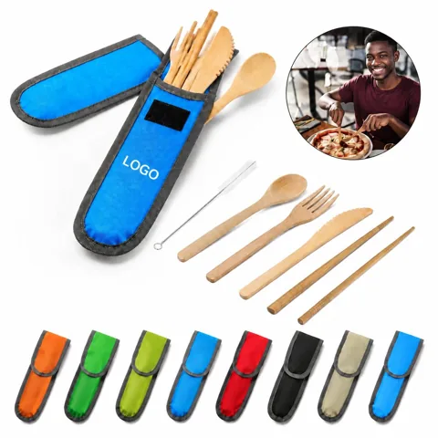 Eco-Friendly Organic Bamboo Cutlery Set with Travel Case