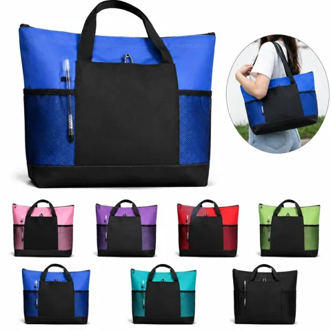 600D Oxford Zippered Tote Bag with Reinforced Handles 2