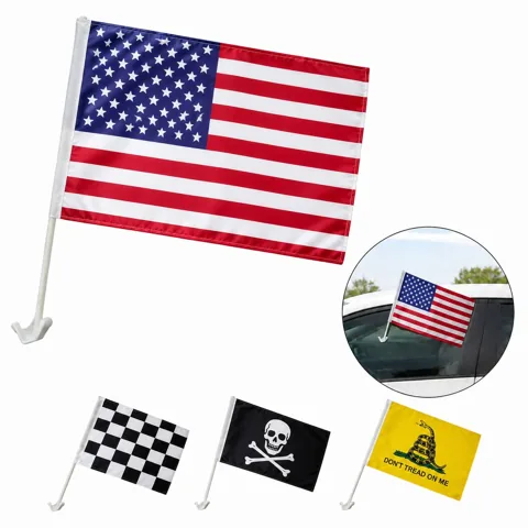 Custom 18x12 vehicle-mounted flag with Secure Clip 2