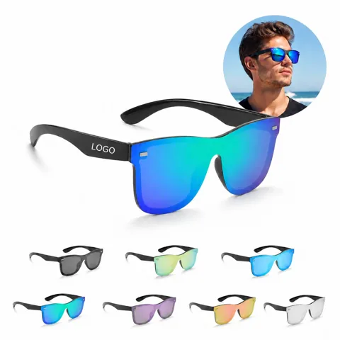 Rimless Mirrored One-Piece Lens Sunglasses UV Protection
