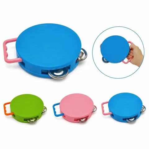 Plastic Tambourine with Handle, Metal Jingles for Rhythm 2
