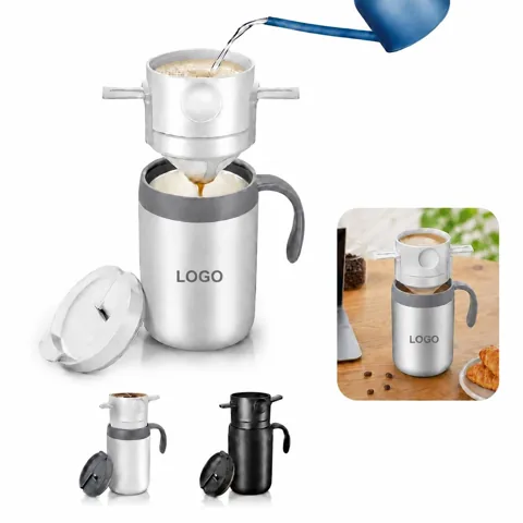 Stainless Steel Pour-Over Coffee Maker Set with Double-Wall