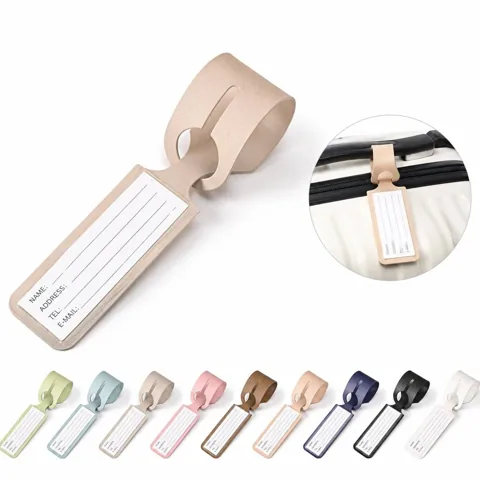 Macaron PVC Leather Luggage Tag, Double-Sided ID Holder 2