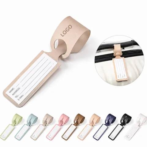 Macaron PVC Leather Luggage Tag, Double-Sided ID Holder