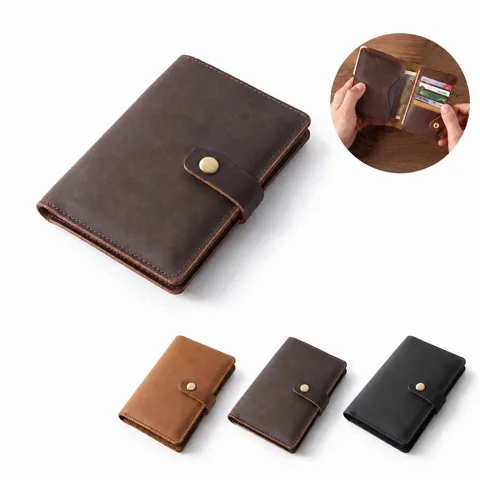 Genuine Cowhide Leather Passport Cover with Card Slots 2