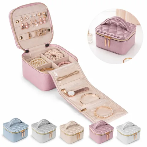Premium PU Jewelry Storage Box with Handle, 2