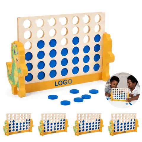 Wooden Dinosaur 4-in-a-Row Strategy Game for Kids